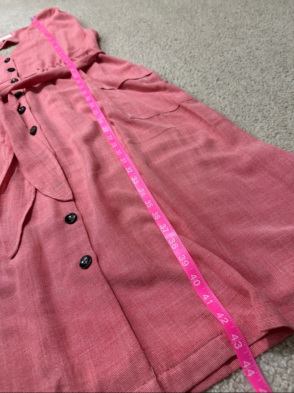MELLODAY Pink Red Chambray Button-Front Cutout Back Midi Dress with Tie Waist - Picture 5 of 12